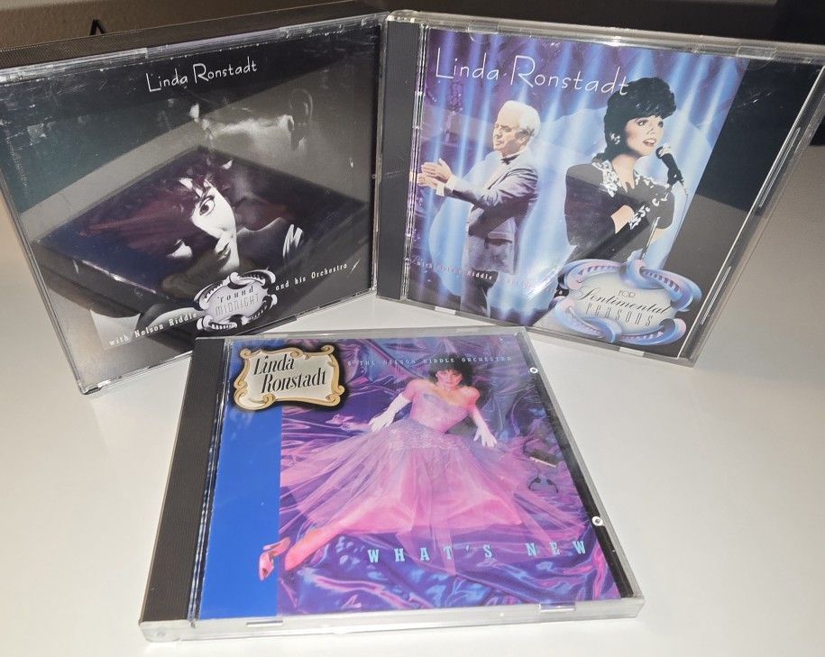 3 CD Linda Ronstadt LOT: 'Round Midnight/Sentimental Reasons/What's New