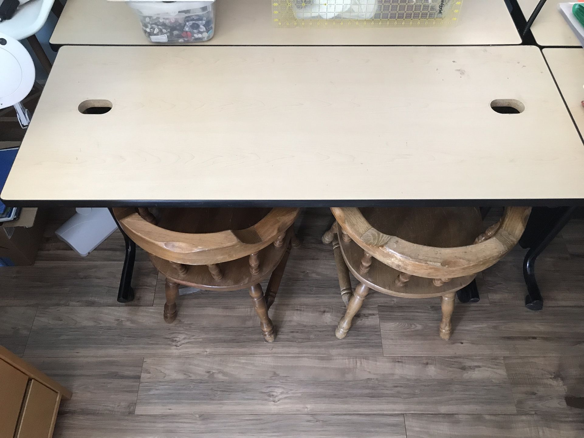 Rolling Table With Laminate Top And Locking Wheels