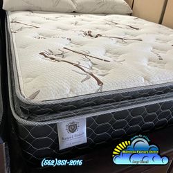 Royal Touch Queen Mattress And Boxspring Bed Set New Cama Memory Foam Pillowtop 