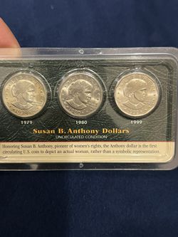 Suzanne B Anthony Dollars uncirculated 1979, 1980, 1999 