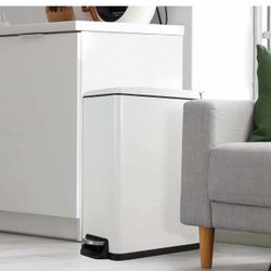 13.2 Gal Slim Kitchen Trash Can with Lid, 50L Stainless Steel , Large Kitchen Rubbish ,White D-1