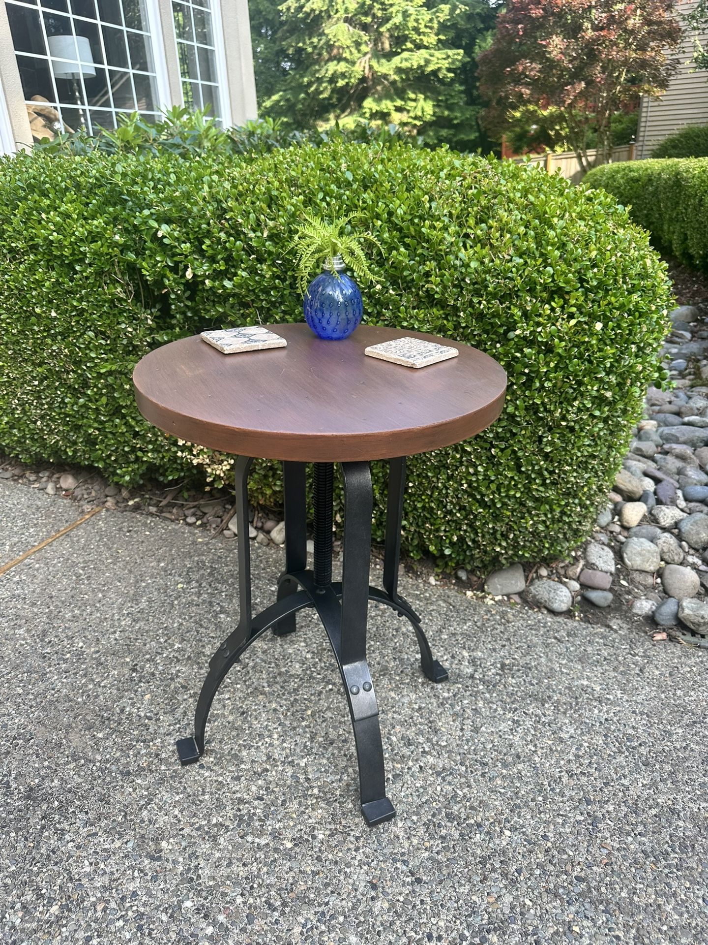 Adjustable Wood and Metal Side/Bistro Table