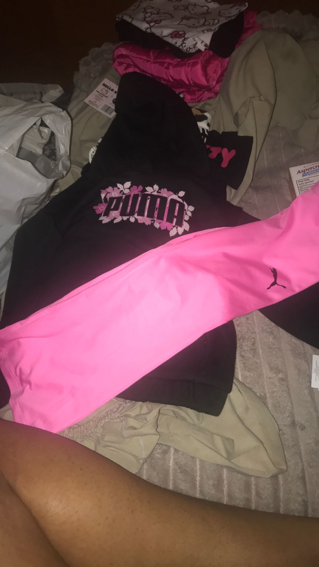 A Little Girl Pink And Black 2 Piece PUMA Outfit
