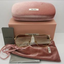 NEW MIU MIU Sunglasses MU A56S 5AK90L Gold Metal Gradient Retro Chic