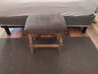 Upholstered Footstool with Wood Frame