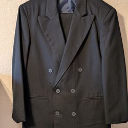 Boy's Faint Pin-stripe Black Suit