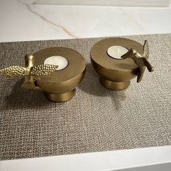 2 Gold Candle Holders Brand New  H 3” W 4” $15 For Both 