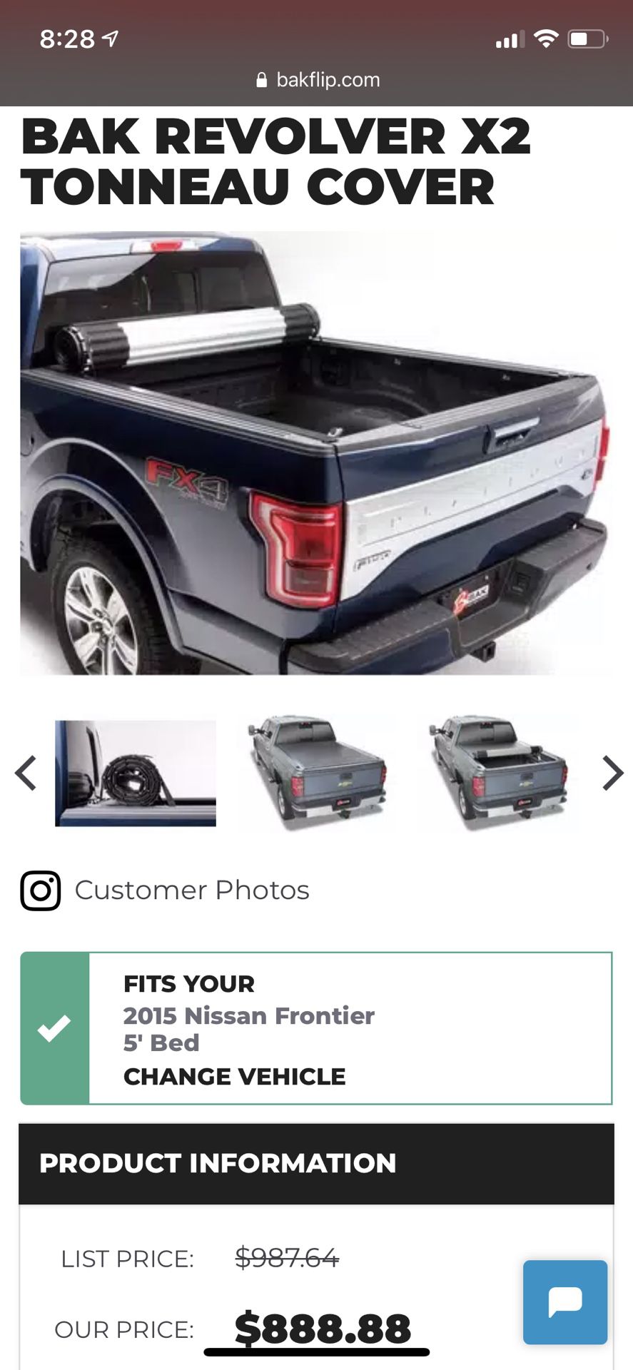 Nissan Frontier Bak Revolver Bed Cover For  5’ Bed 