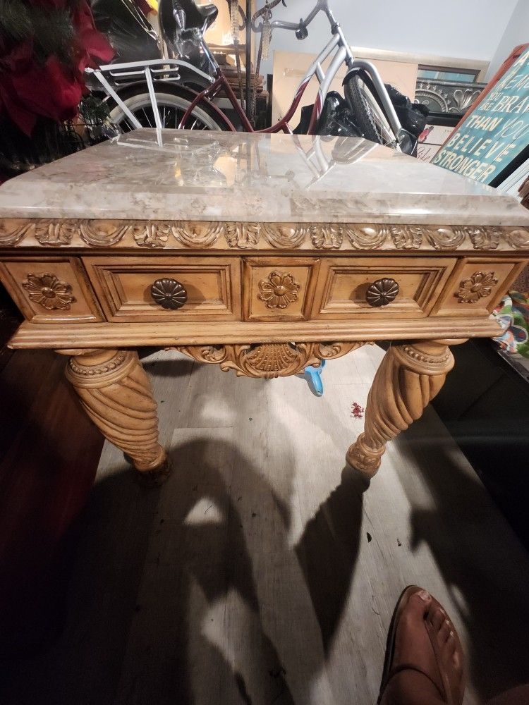 Marble Top Sofa Table And End Table Set