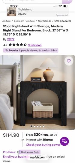 2 black wood nightstands