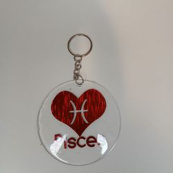Red  heart handmade zodiac keychain 3 in