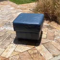 Blue Ottoman Leather With Wheels
