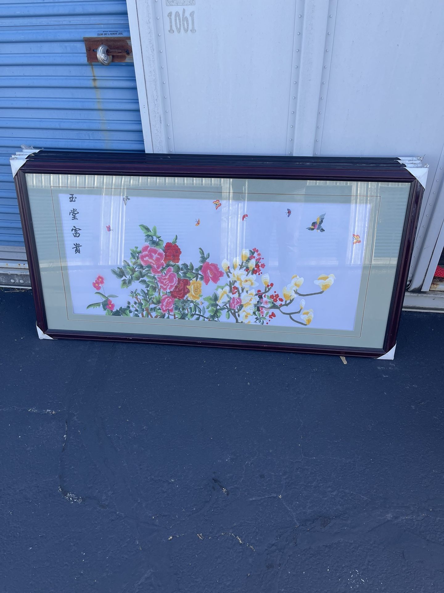 Framed Floral Embroidery Art