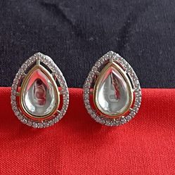 14k White Gold Plated Water Drop Earrings 