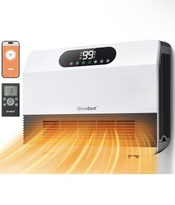 GiveBest Electric Wall Heater, Indoor Space Heaters, 1500W Smart Heater with Adjustable Thermostat, Remote Control, Works with Alexa,