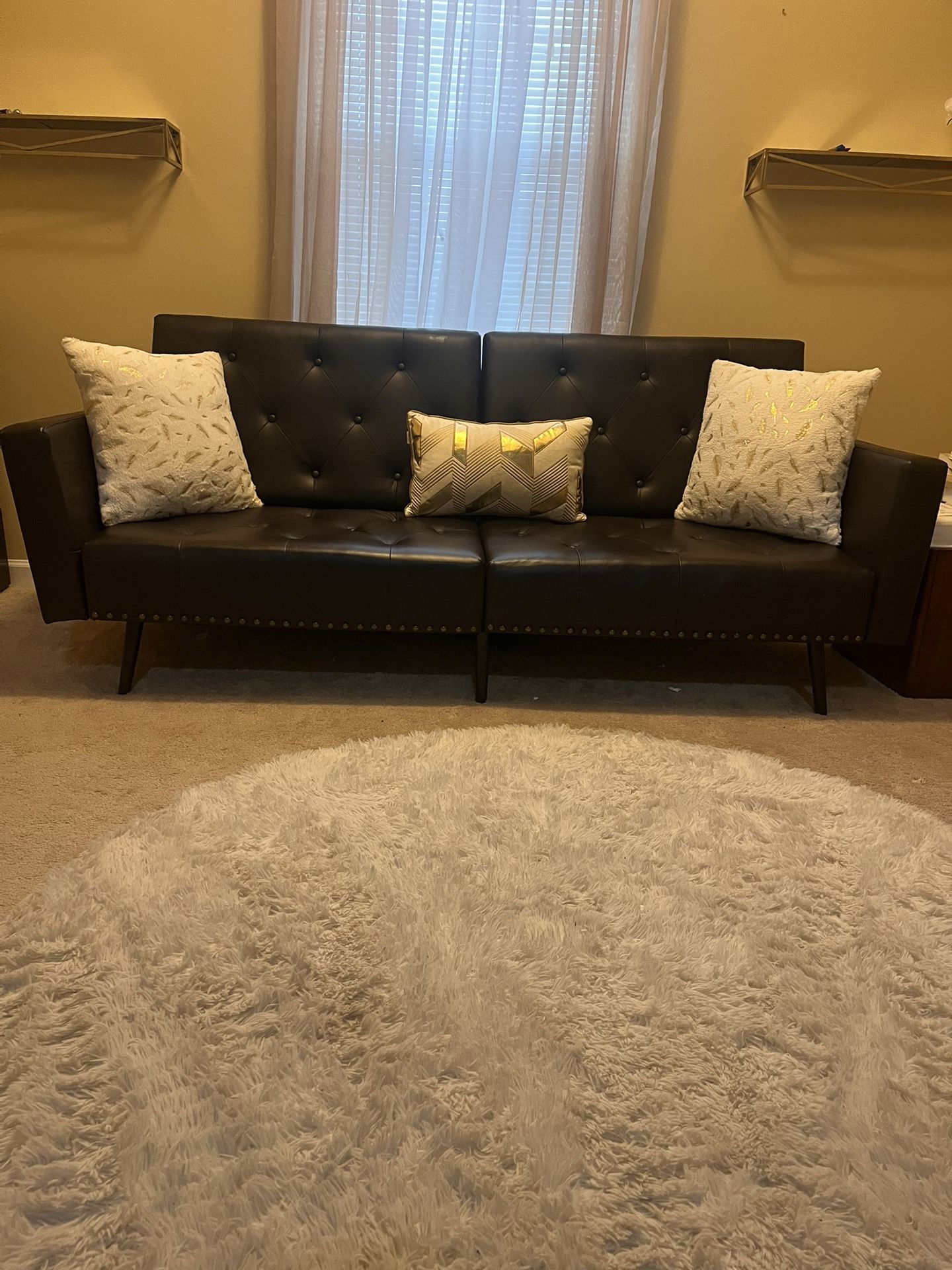Faux Leather Futon (brown)
