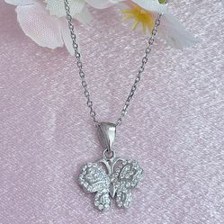 Dainty Butterfly Sterling Silver Pendant Necklace