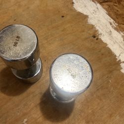 Solid Stainless Steel 50 Pound Dumbbells Authentic.