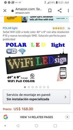 Polar led light led scrolling sing full color 40"×8" is compatible xp,7,10 5.3 lb