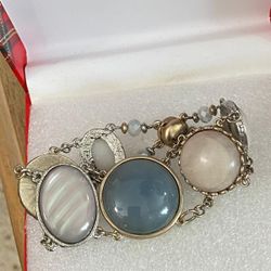 Pulsera Stainlend Piedras Joyería Antigua 