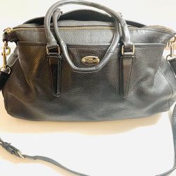 Coach Pebble Leather Satchel F35185  Black Handbag Shoulder Bag