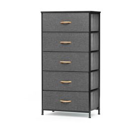Crestlive Products Gray 5 Drawer Vertical Dresser Storage Tower Chest
