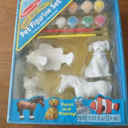 Melissa & Doug paint your own pet figurine set 4 resin animal miniatures *new*