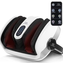 Cloud Massage Shiatsu Foot Massager with Heat - Foot & Calf Massager for Relaxation, Plantar Fasciitis, Neuropathy - White, Includes Remote