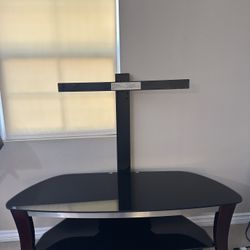 Modern Black Tempered Glass TV Stand with Mount – 3 Tier Media Center