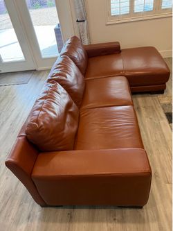 Macys Brown Leather Sectional Sofa Like New