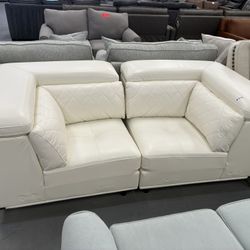 White Leather Sofa 