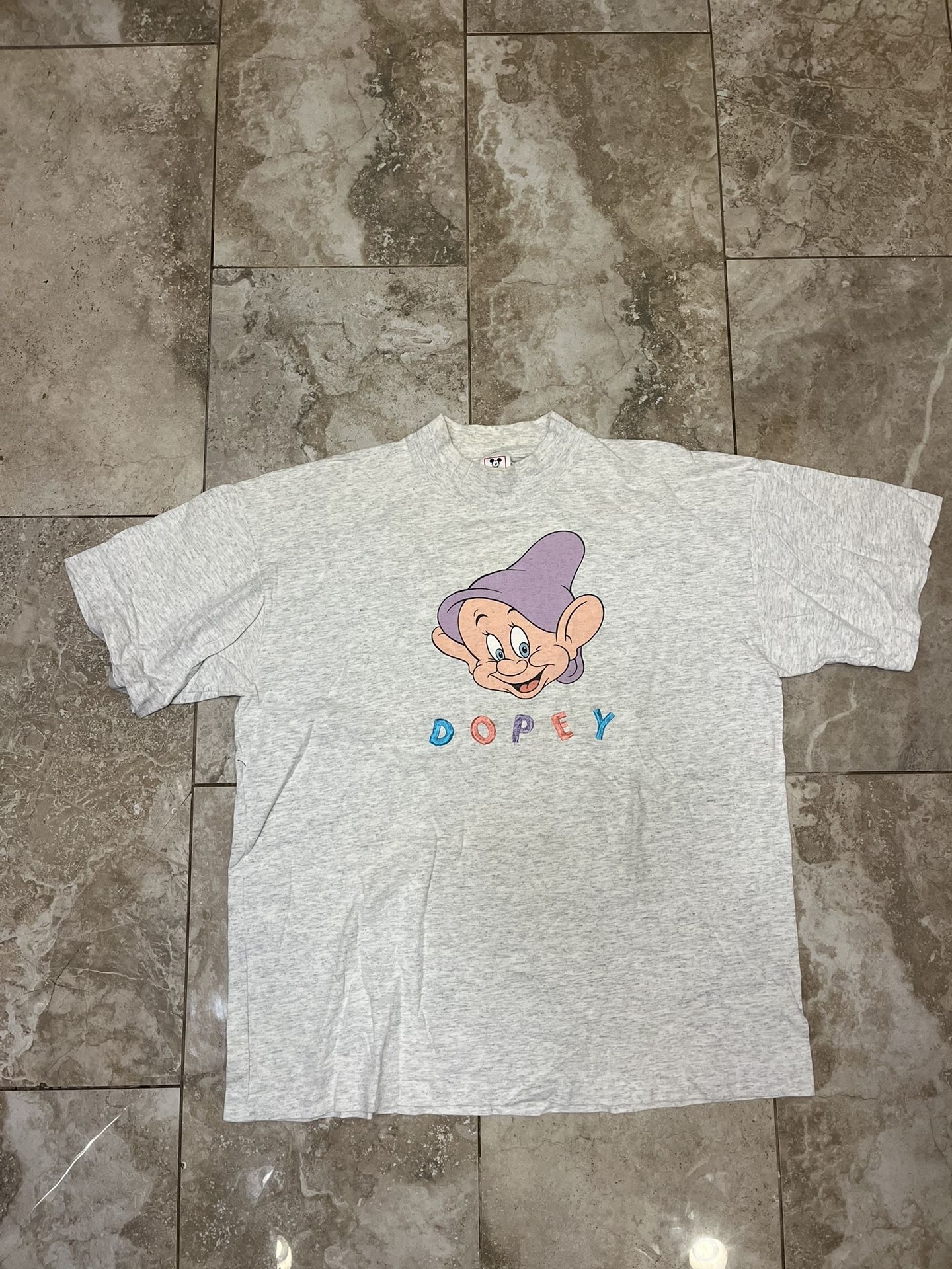 Dopey Disney Vintage Mockneck Embroidered  T-Shirt Sz L/XL