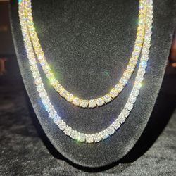 Two 5mm Moissanite Tennis Chains