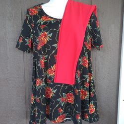 LuLaRoe Black Floral Perfect-T (XS) Bright Orange Leggings (OS) Outfit