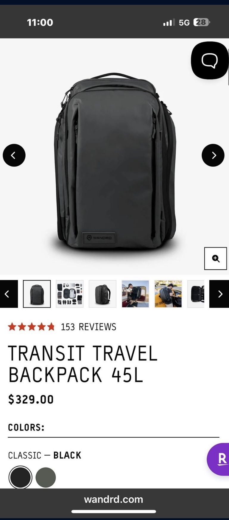 Wandrd TRANSIT TRAVEL BACKPACK 45L