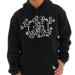 NEW Black Keith Haring Men's Graphic Hoodie (L)
