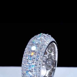 925S & VVS MOISSANITE LAYERED RING WHITE GOLD brand new with card size 9 men 