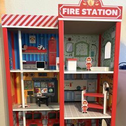 Wooden Firehouse Play Set
