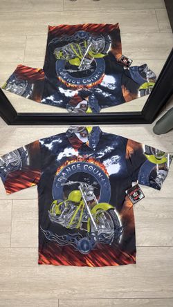 New With Tags Y2K 2000s Orange County Choppers All Over Print Button Up Shirt