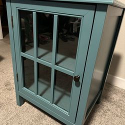 Small Curio Cabinet with Glass Doors and Adjustable Shelf