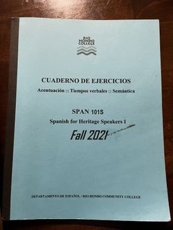 Rio Hondo College Spanish 101S Workbook