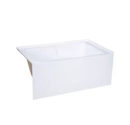 Swiss Madison Voltaire 54 in. x 30 in. Acrylic White, Alcove, Integral Armrest, Left-Hand Drain, Apron Rectangular Bathtub in White