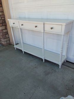 WhiteConsole Table with 3 Drawers