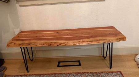 Live Edge Wood Bench with Hairpin Legs