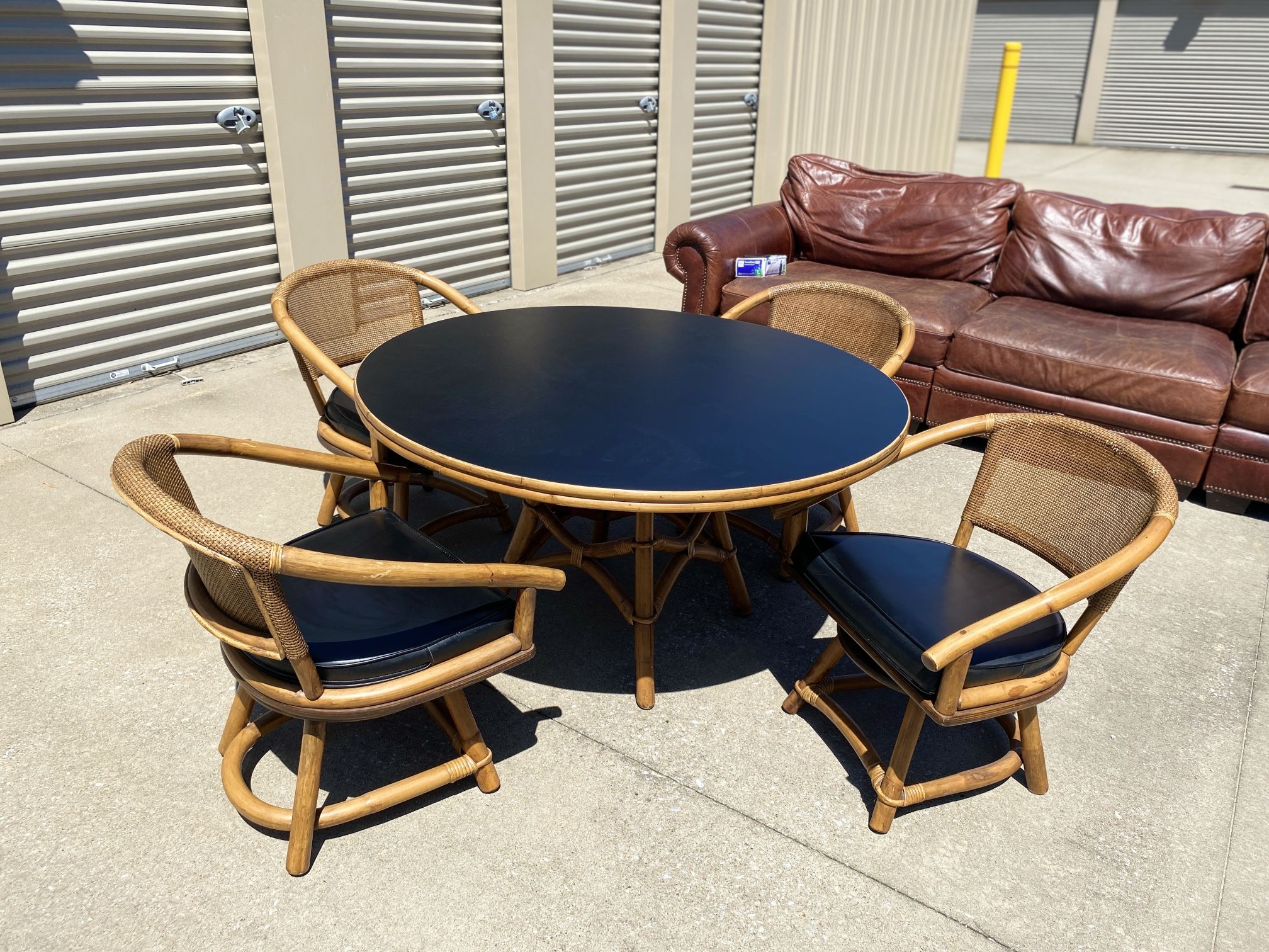 Ficks Reed Vintage Bamboo Rattan Dining Patio Game Table
