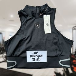 ADIDAS STELLA MCCARTNEY TRUEPACE HEAT RDY RUNNING HIGH NECK ZIP CROP TOP WOMENS SIZE XL BLACK NEW