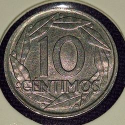 1959 Spain 10 Centimos Coin