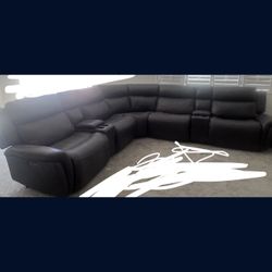 Grey Faux Leather Sectional