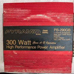 Pyramid Gold Series PB-290GB 300 Watt, 2 Channel Bridgeable, Bass And Treble Boost. Mosfet, 2 Ohm Stable, THD Less Than 0.04%, Class A &B Operation, H