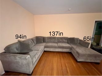 Large Gray Sectional Sofa with Chaise